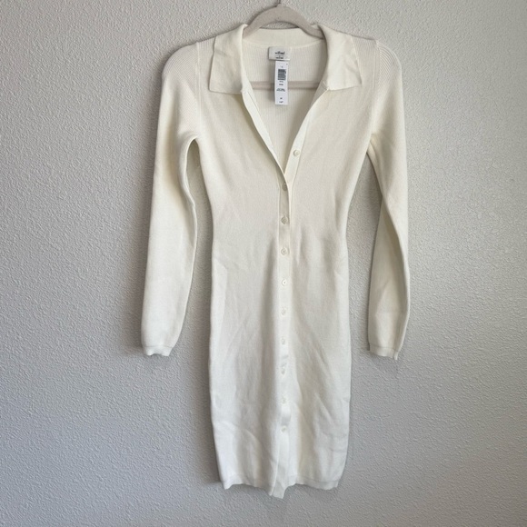 NWT Aritzia Wilfred Womens Cove Ribbed Button Down White Dress Boho Minimal - Picture 1 of 12